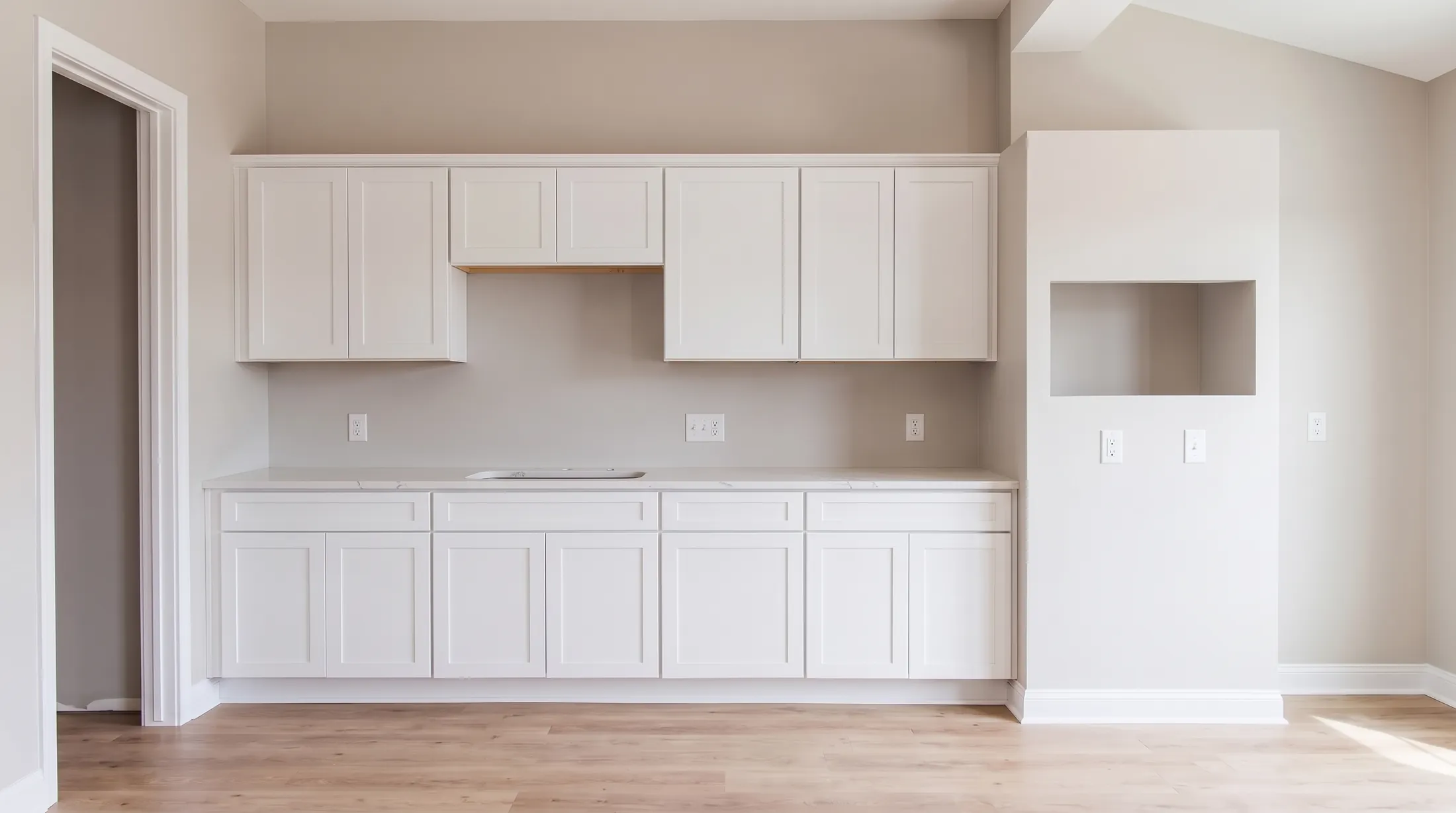 The same room with the white quartz counters on